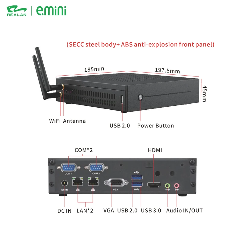 OEM Celeron J1900 Quad Core 2 Ethernet Customized Low Power Thin Mini PC