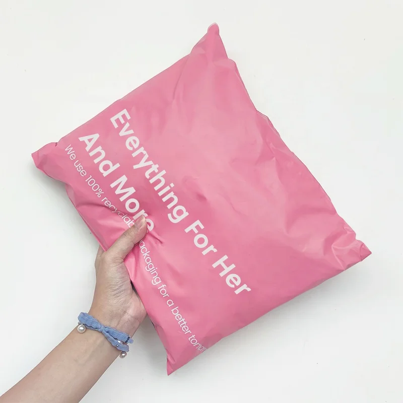 Wholesale Eco High Quality Decorated Custom Private Label Logo Printed Hot Pink Clothing Packaging Plastic Bags Polymailer