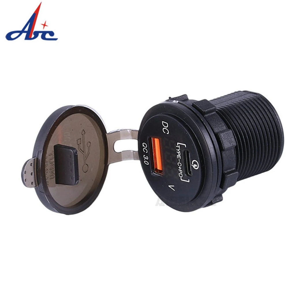 12V USB Outlet 3.0 Dual USB Power Outlet DIY Car Charger Socket with Touch Switch intelligent 12V 24V Fast Charger Waterproof