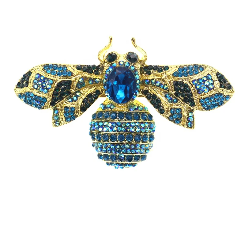 60MM Mix Color Rhinestone Alloy Animal Brooch Honey Bee Pin For Fashion Jewelry