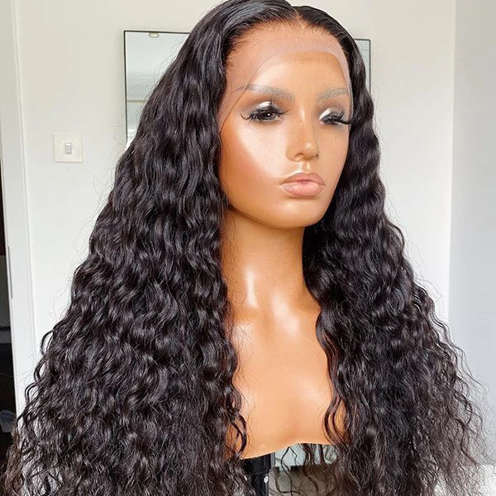  No Shedding Tangle Deep Wave Hd Transparent Lace Front Wig Virgin Human Hair For Black