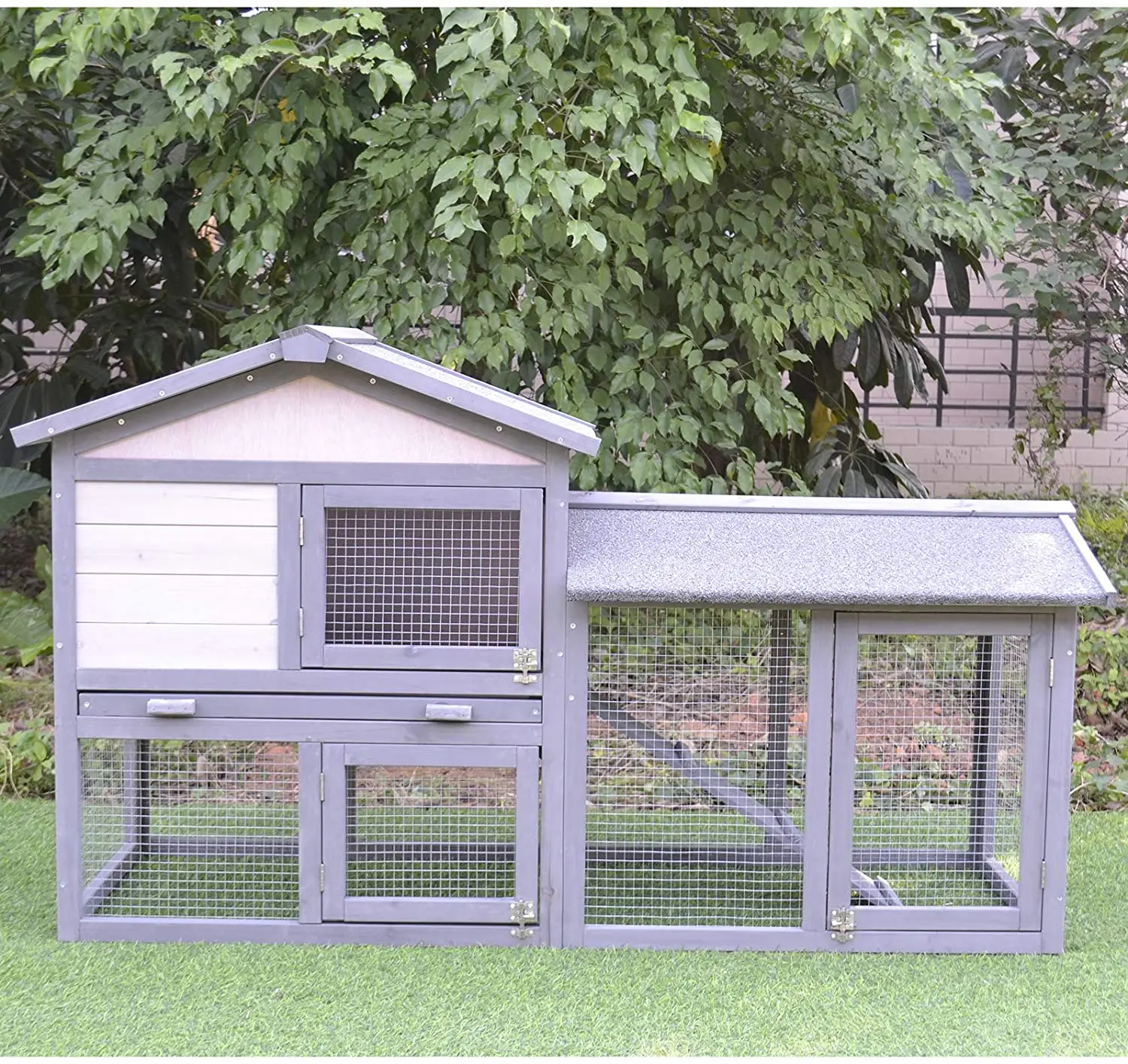 Large Outdoor Raised Wood Rabbit Hutch Animal Enclosure For Run Bunny Cage