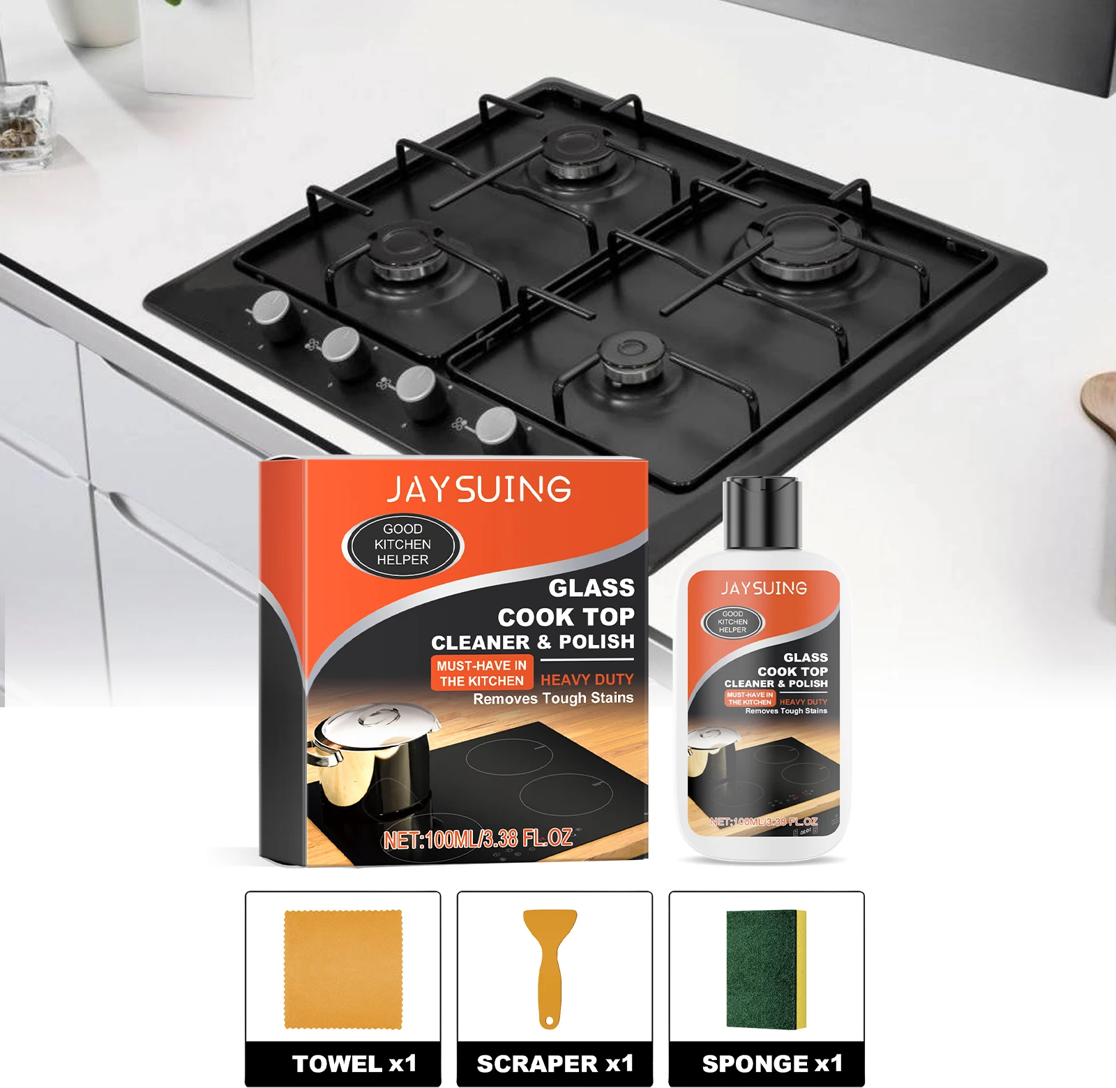 Jaysuing Oven Grease Cleaner Heavy Duty Oven Gel Cleaner Easy To Remove Cook Top Cleaner Kit