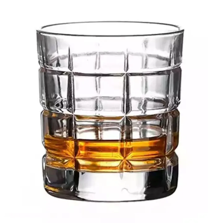 Custom Logo 300ml 10oz Old Fashioned Liquor Plaid Whiskey Glass For Bar