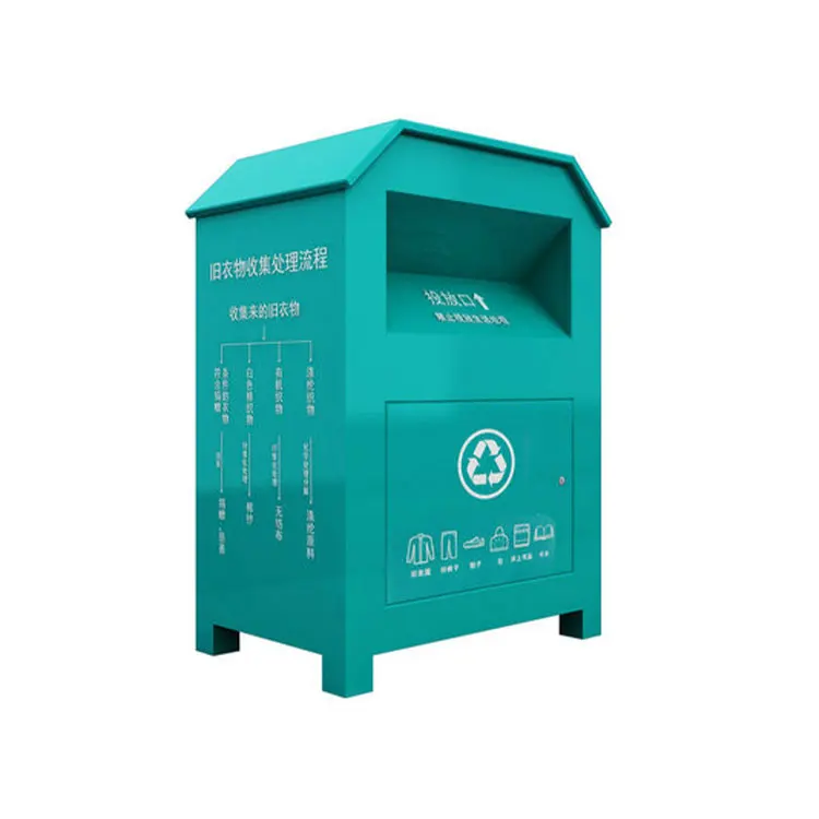clothes Container donation Bin Metal Outdoor clothing Can Stainless Steel Dustbin Metal Outdoor clothing bin For Parks