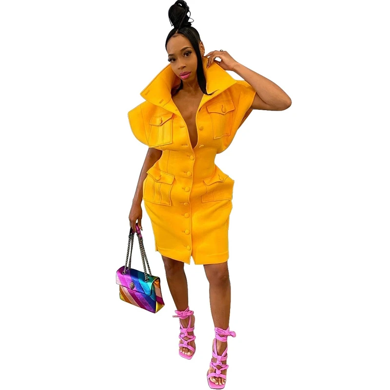 
New product ideas 2021 summer dress multi-pocket buttons for clothes stylish sexy dress 