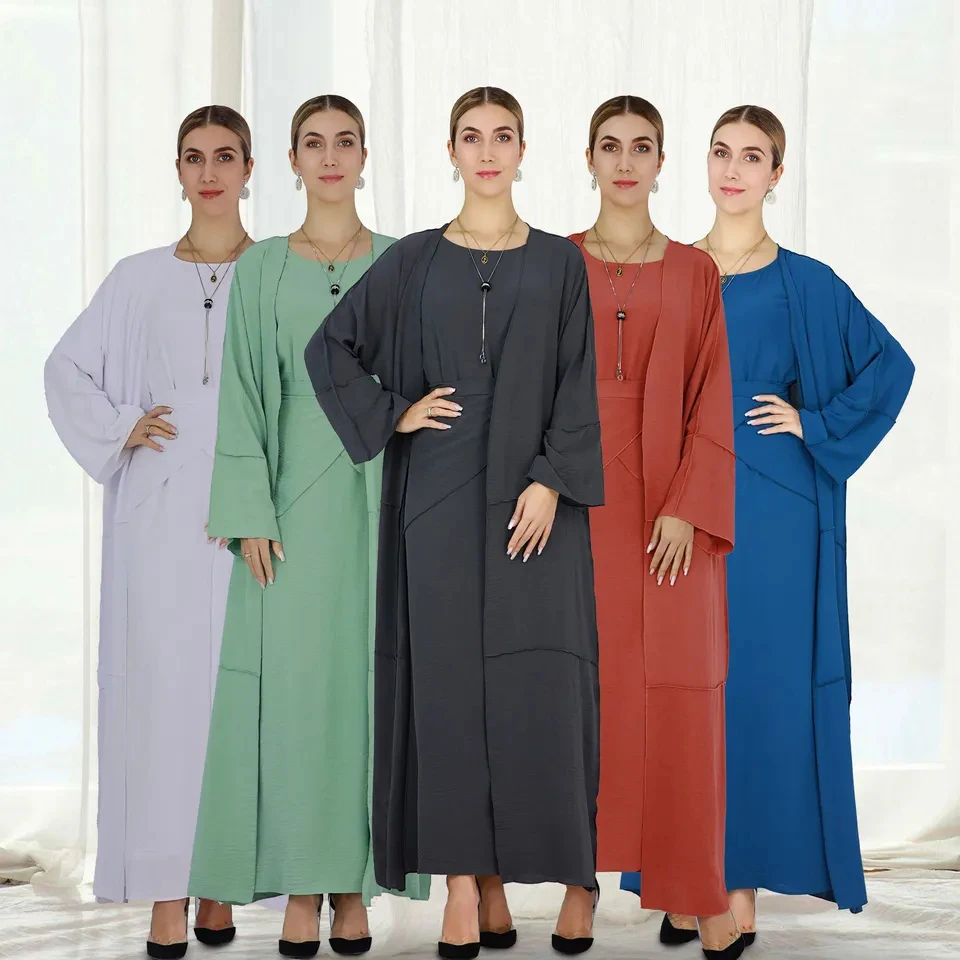 LangChi NEW islamic clothing modest muslim abaya muslim women dress wrinkle polyester fashion abaya 3 pieces set
