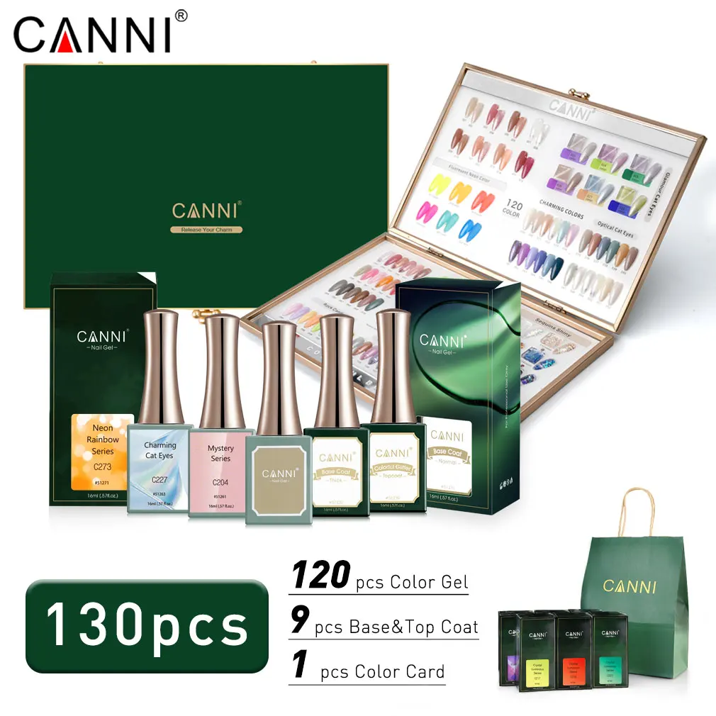 CANNI 2022 UV NAIL GEL POLISH SET 130pcs wholeset UV&LED gel nail polish KIT 1&2 Newest Colors Factory OEM Price