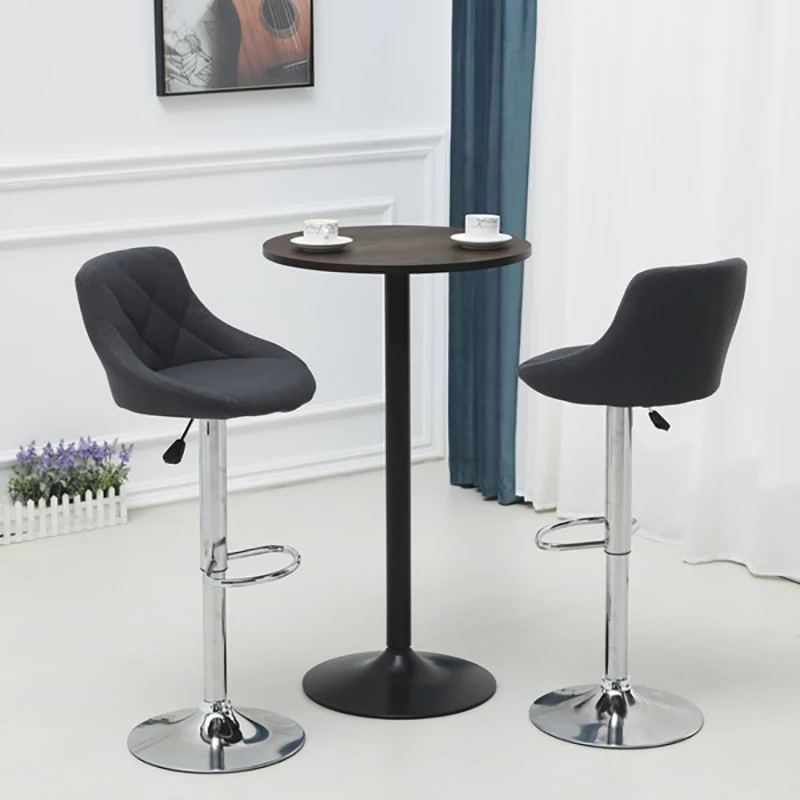 Custom Design Minimalist Lift Bar Chairs Adjustable Rotatable Leather High Bar Chair With Back