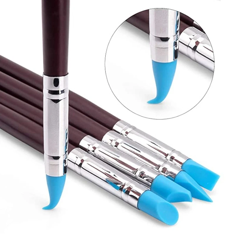 10Pcs Silicone Polymer Clay Sculpting Tool Pen Rubber Tip Modeling Dotting Tool Pottery Clay Sculpture Carving Tools