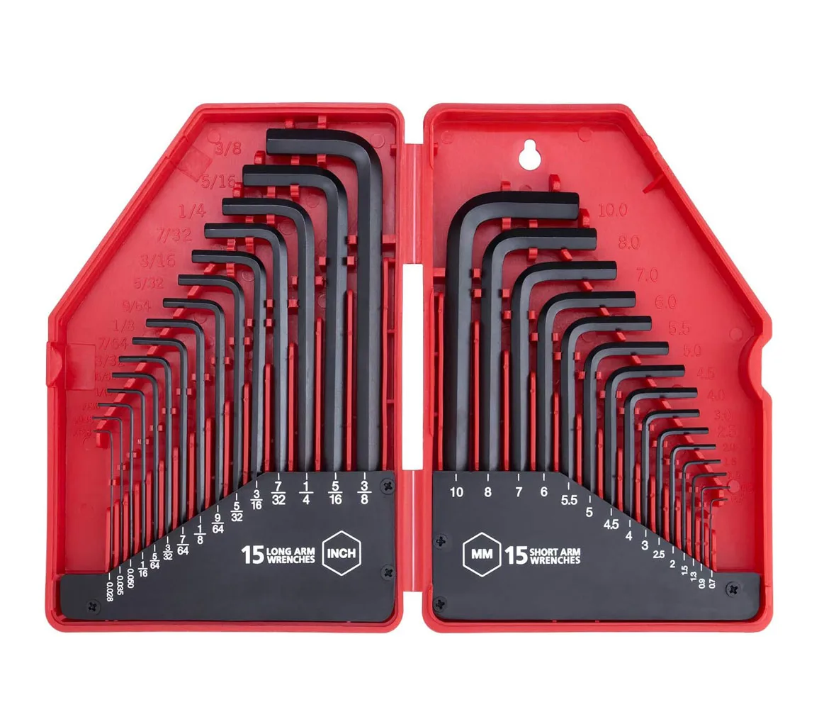High Quality Customized hex wrench Allen Wrench Set  2mm 4mm 6mm 32mm 3/32 1/4 Inch 5/32 5/8 Short for furniture screw
