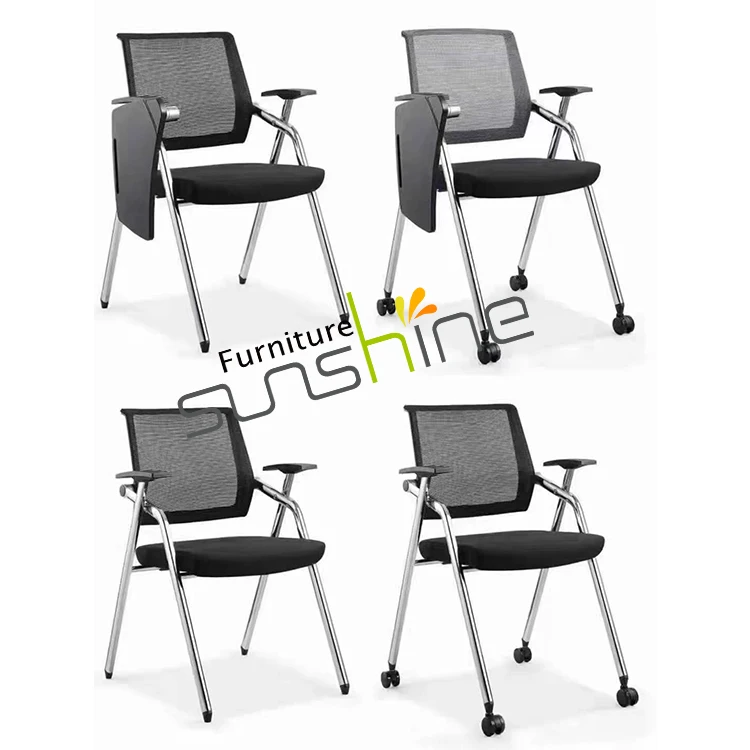 Office School Project Foldable Training Chair With Tablet Conference Chair With Wheels