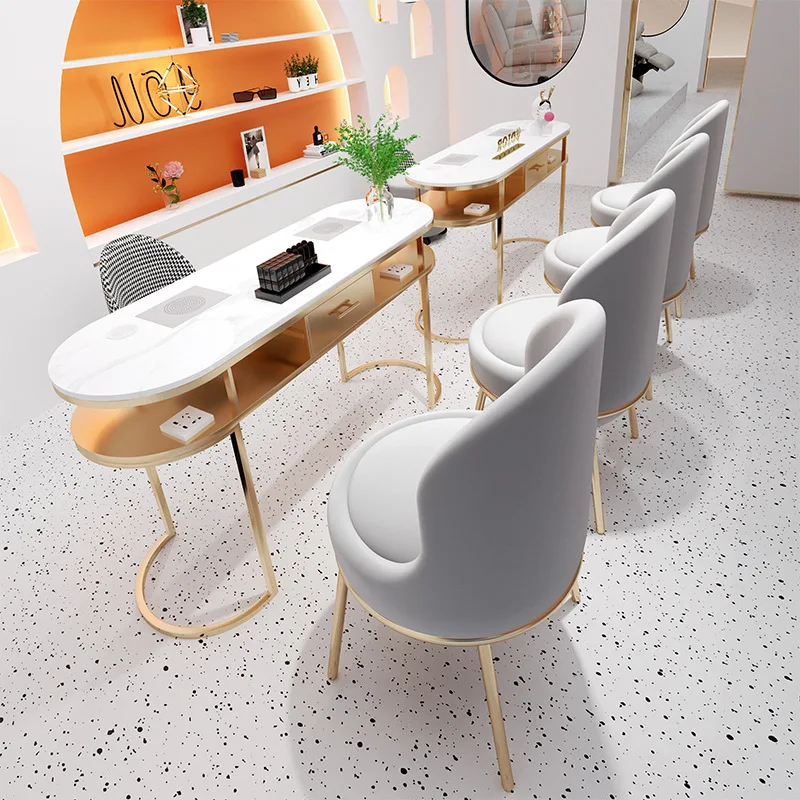 Metal Beauty Salon Workstation Nail Table Dust Collector Vent Nails Make Up Desk Nail Tech Manicure Table