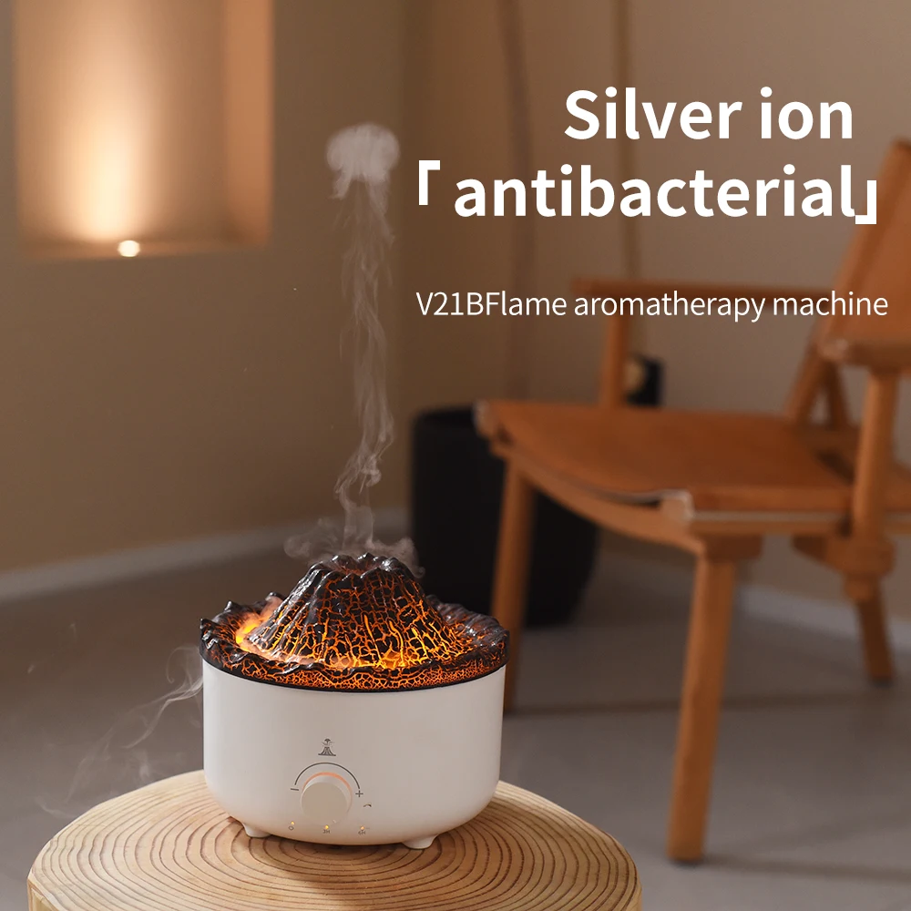 3D Jellyfish Flame Desktop Volcano Aroma Air Humidifier Portable Water Atomizer Essential Oil Fire Diffuser with Remote Control