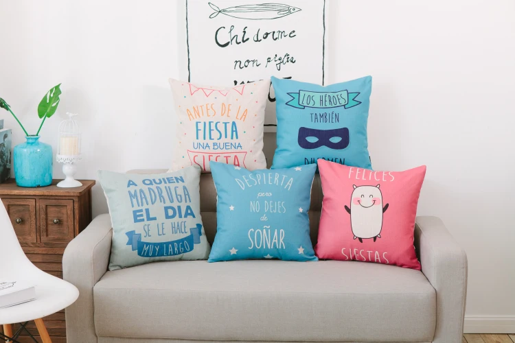 Soft customized digital printing color square 45x45cm pillow cushion for sofa bedroom