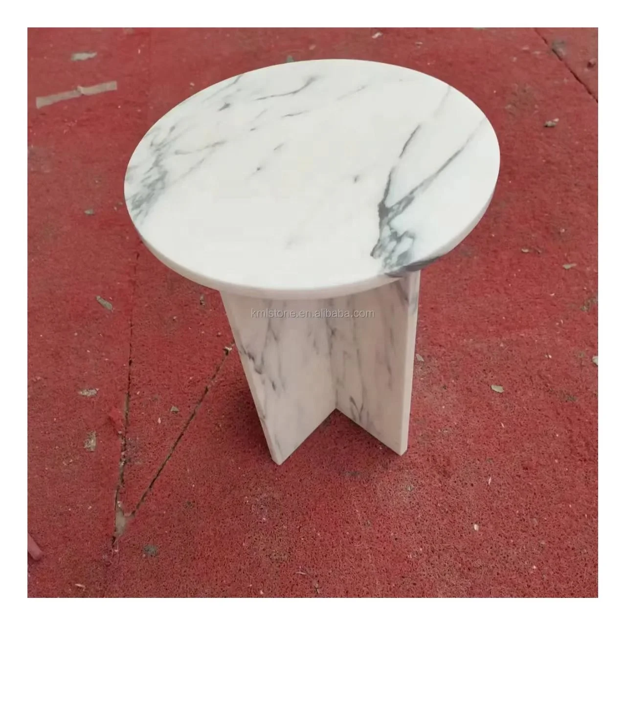 White Marble Coffee Table with stone base modern round side table for living room furniture
