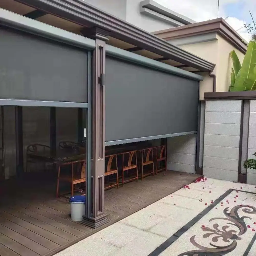 competitive price soundproof  solar lights cafe style clear outdoor patio blind