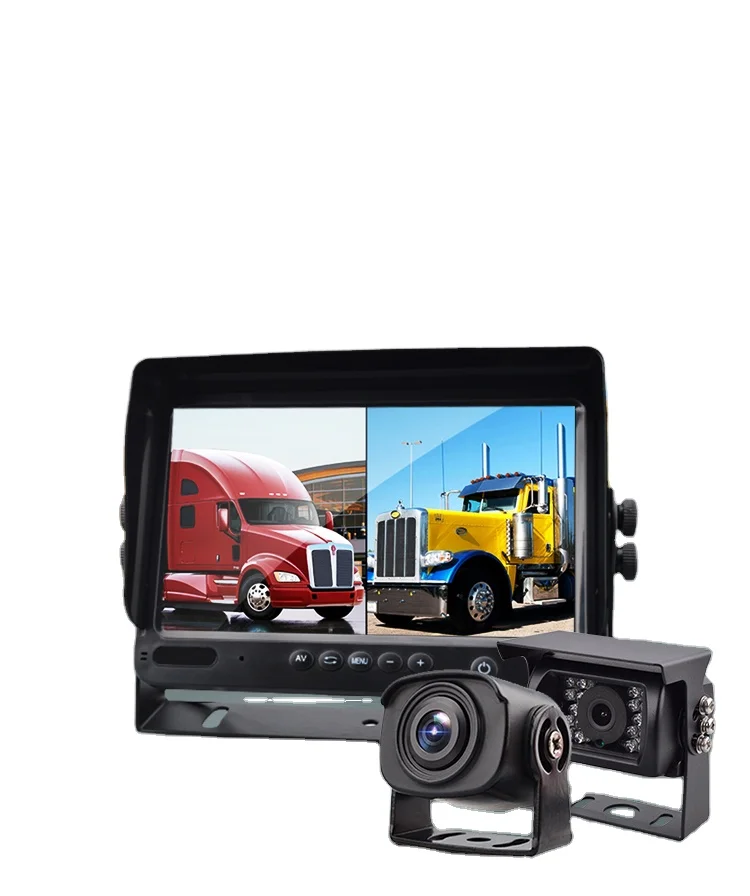 Rear view truck camera 7inch AHD monitor 2 channels split display monitor system