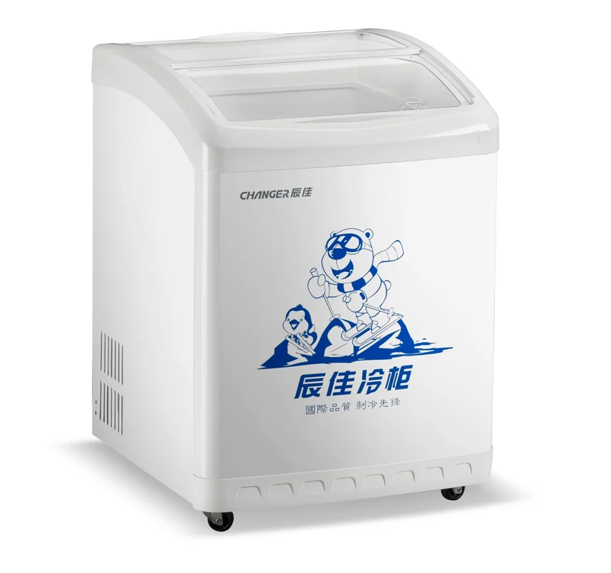 156L ice cream freezer chest deep freezer showcase freezer with curved glass door