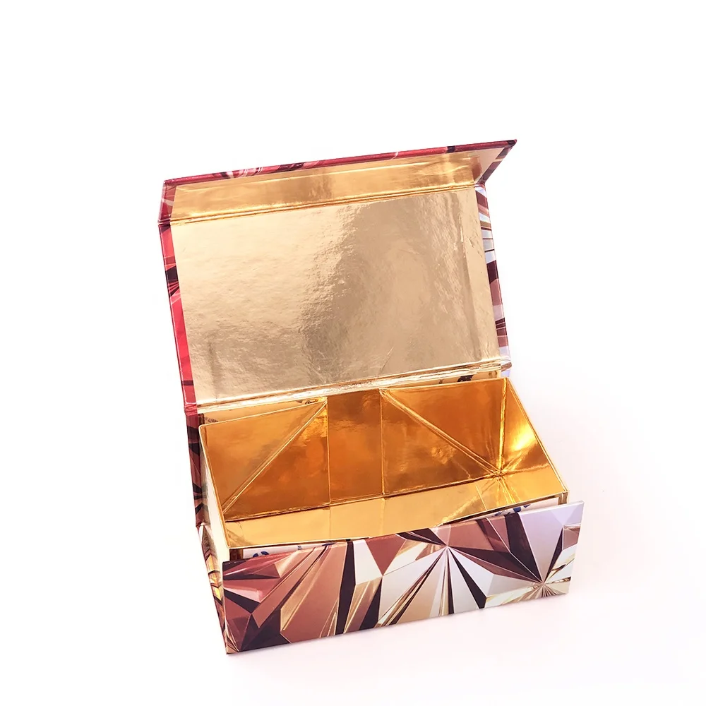 OEM Printing Luxury Gold Glitter Paper Cardboard Cosmetics Box Eco Packaging Handmade Folding Magnetic Closure Branding Gift Box