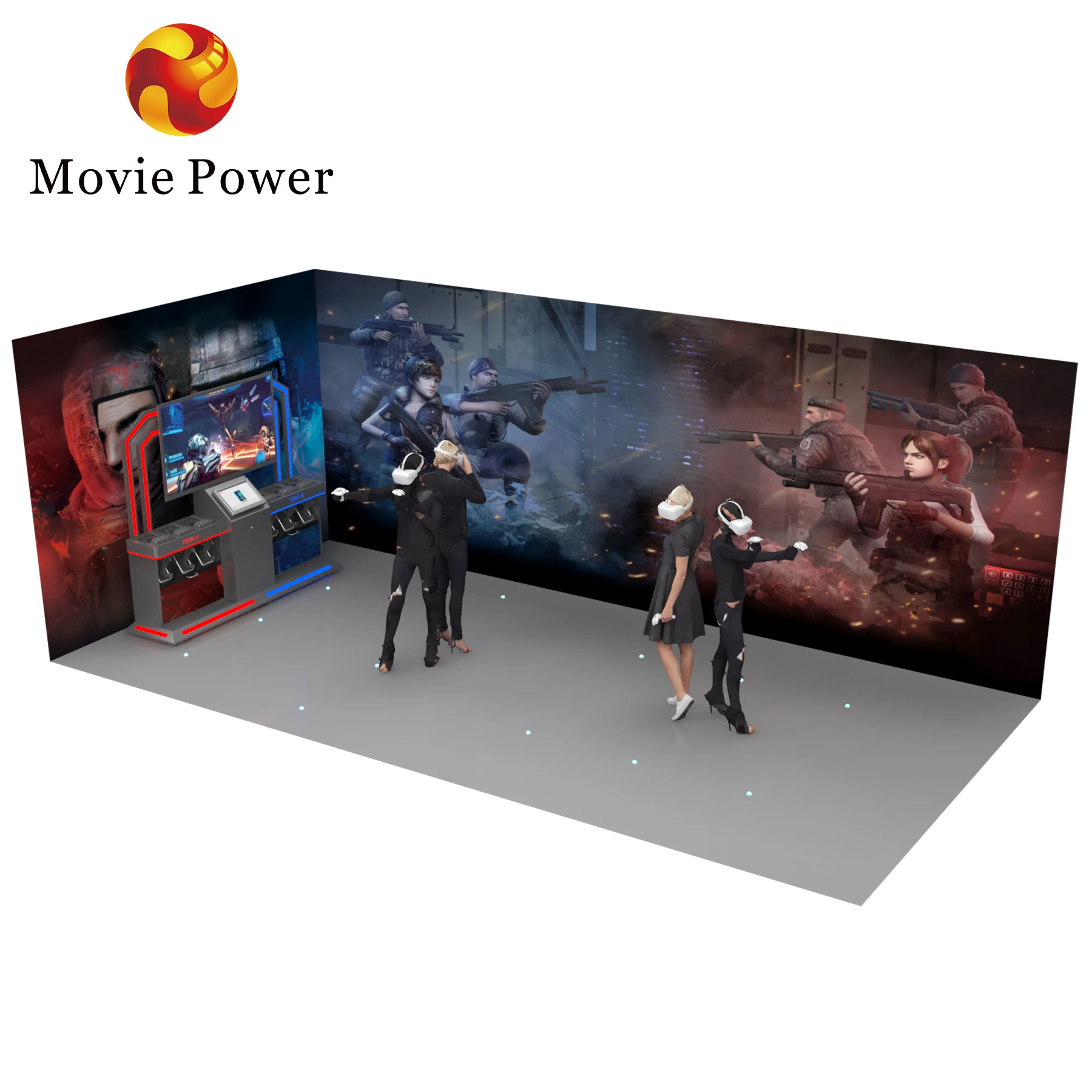 9d VR room kat walk vr arena big space adult simulation games vr shooting arena multiplayer