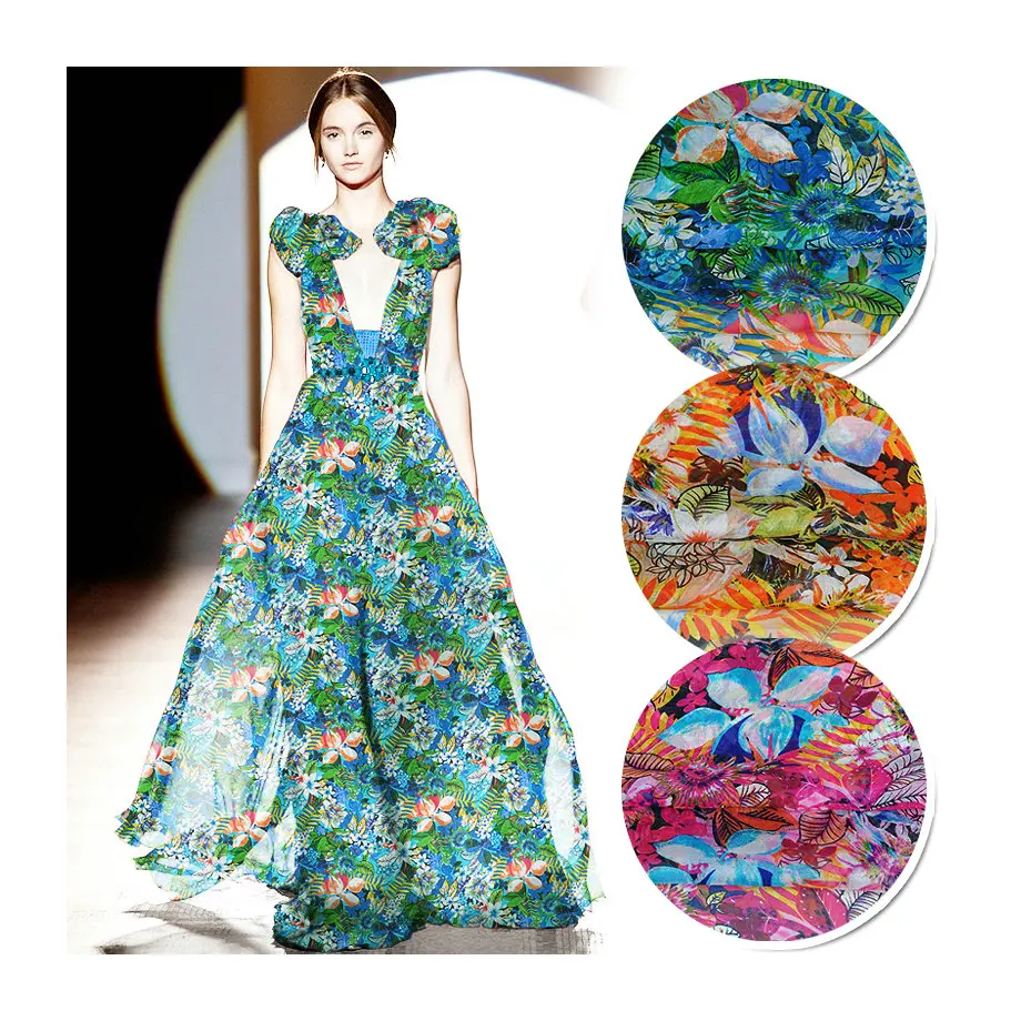 6mm 100% silk chiffon printed silk bandana silk chiffon fabric