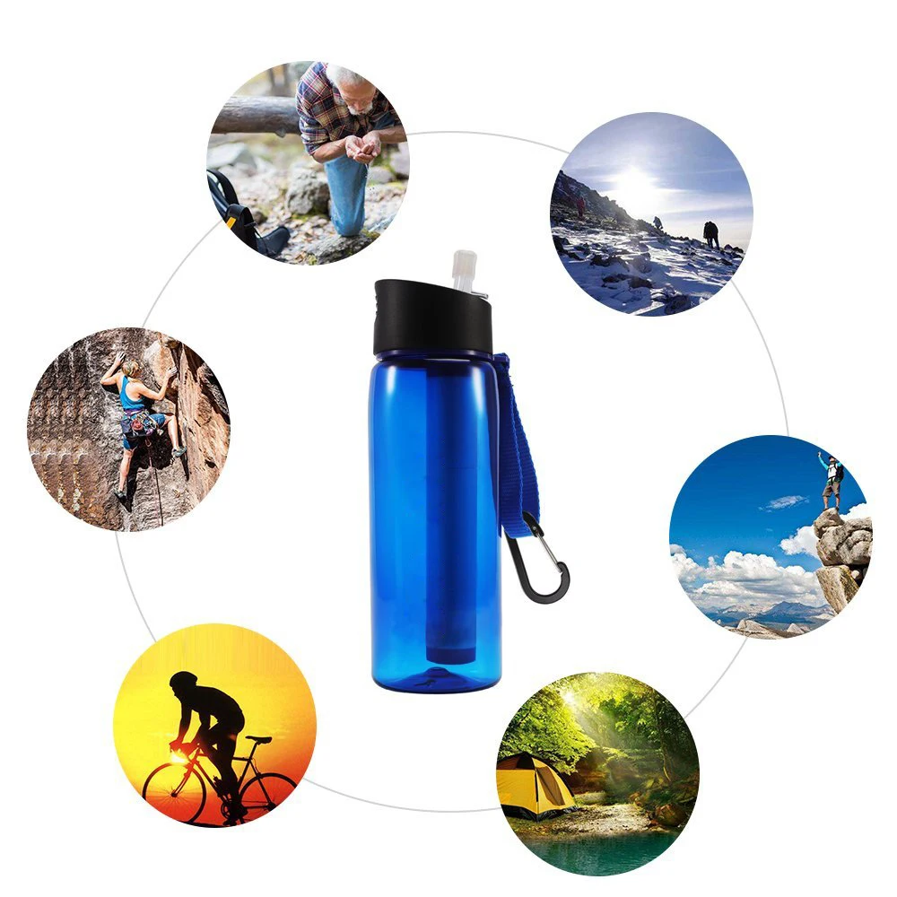 China Oem Outdoor Portable Logo Outdoor Drinking Replaceable Water Bottle Filtering System With Alkaline Filter