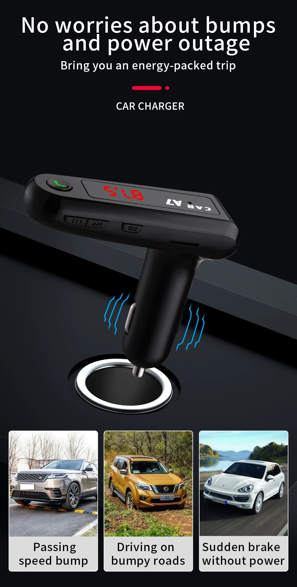 3 ways To Play UsB Drive+TF Card+Wireless 5.0 CAR CHARGER