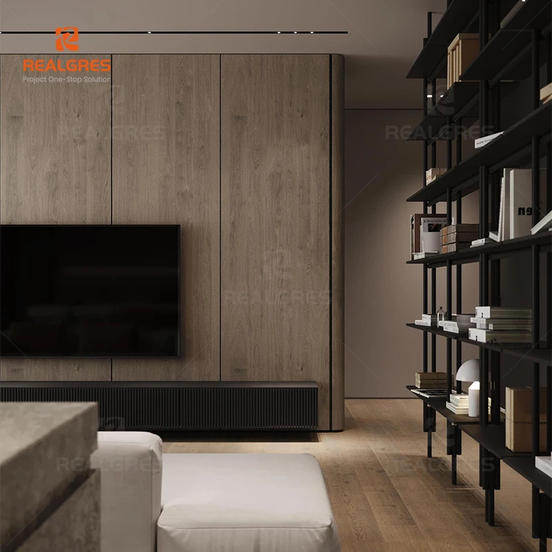 Grainy Wooden Bamboo Charcoal Board for Living Room Backdrop Wall Panel Waterproof PVC Plastic Hotels Offices Interior Design