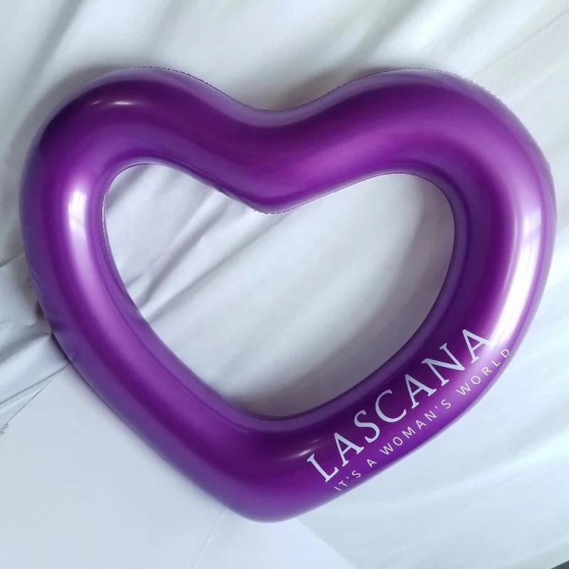 Customized logo printing metallochrome color heart shape swim tube for company event
