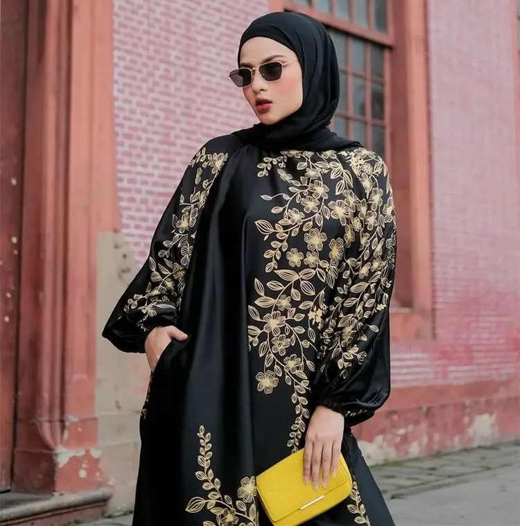 Fashion Wholesale Dubai Tutkish Black Traditional Jibab Arab Silk Muslim Moroccan Kaftan Muslim Abaya