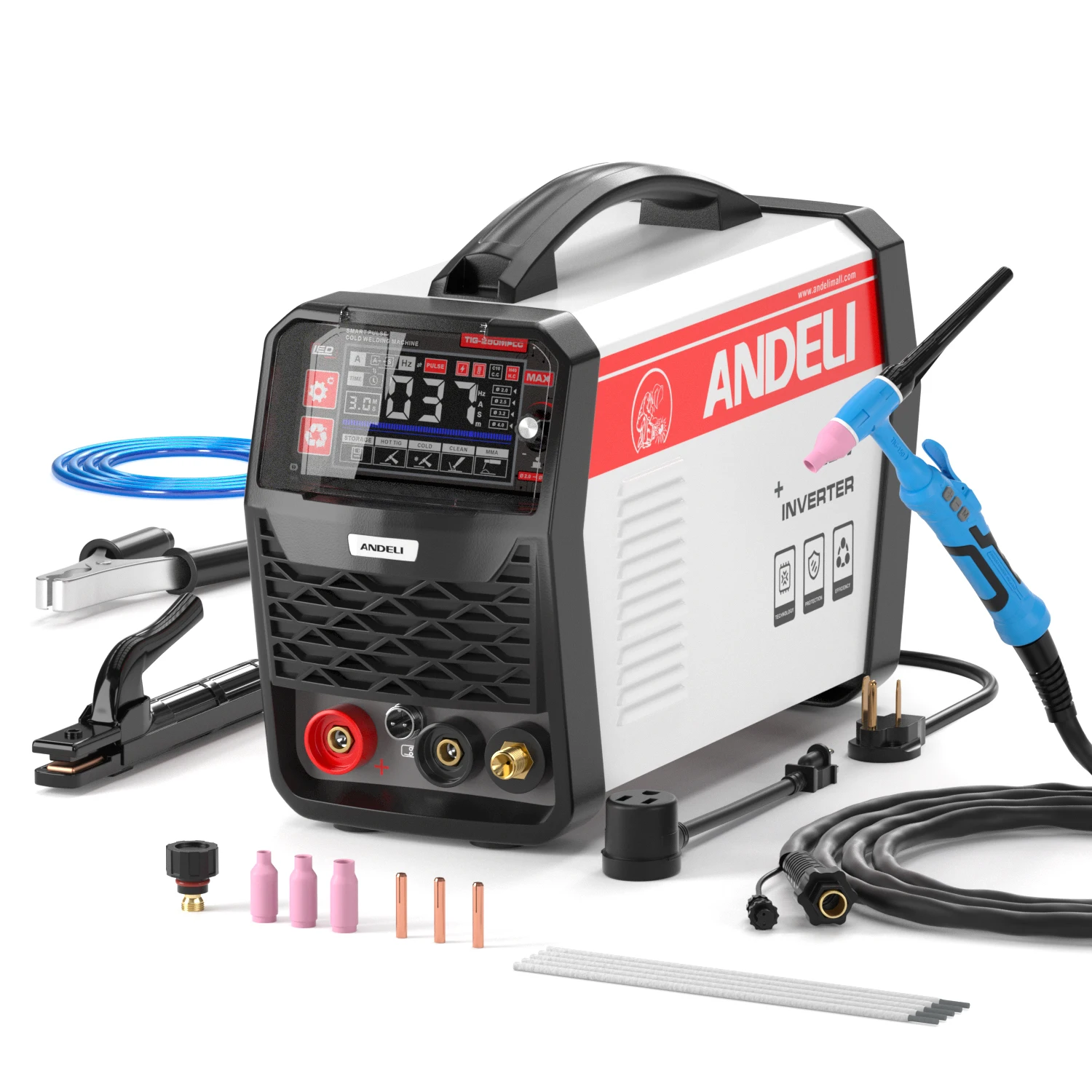 ANDELI  2024 New Arrival TIG-250MPLC  110V/220V TIG MMA CLEAN COLD  WITH Remote Control Torch  Multifunctional Welding Machine