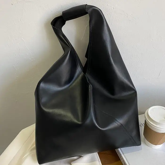 Модная Прочная Большая Сумка-тоут для покупок, однотонная женская сумка через плечо из мягкой искусственной кожи