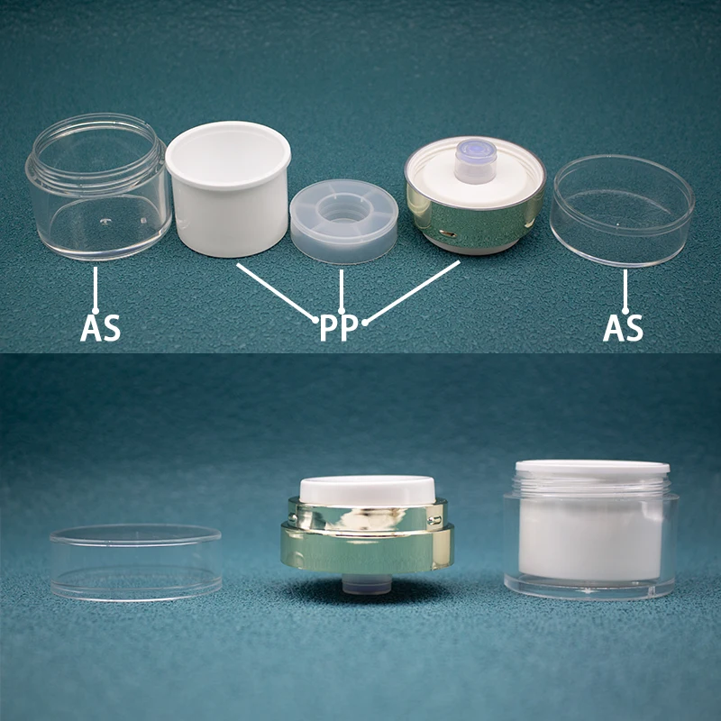 Wholesale Customization 50ml Brown Airless Jar with 15ml 30ml White Cap Cream Jar Press Acrylic Packaging Airless Lotion Jar
