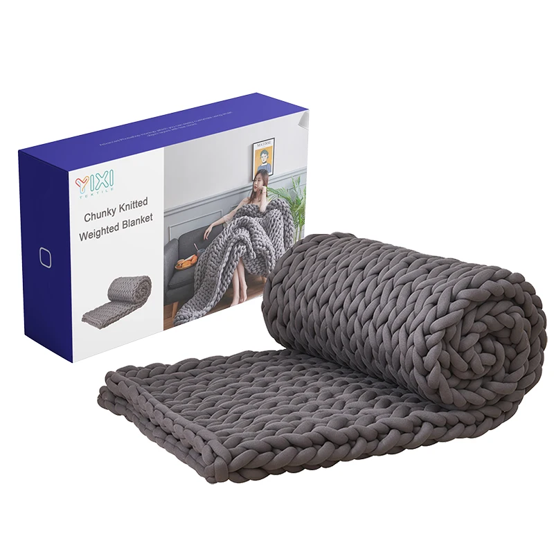 Custom woven knitted chunky knit weighted blanket