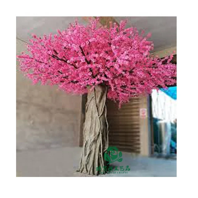 zhen xin  qi crafts Weeping Peach/Cherry Blossom Tree Artificial Champagne Pink Peach Tree for Garden