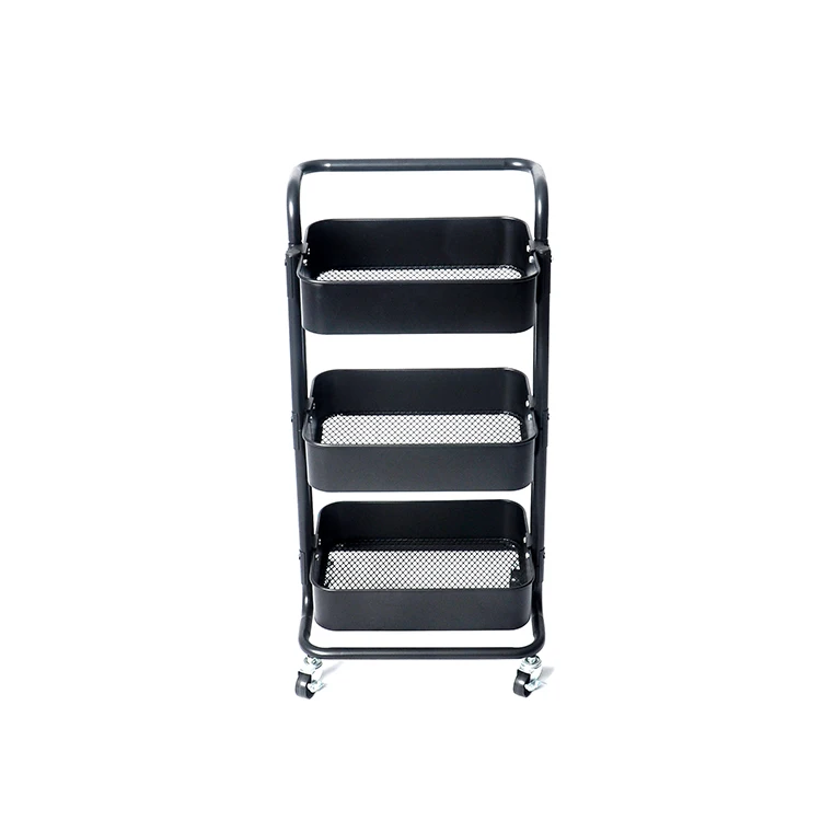 Black Three-tier stainless steel serving cart