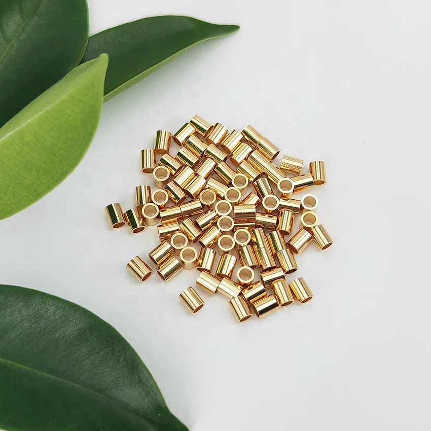 Заводская оптовая продажа высококачественные ювелирные изделия 14k Золотые Трубки обжимные разделители бусины для изготовления ювелирных изделий «сделай сам»