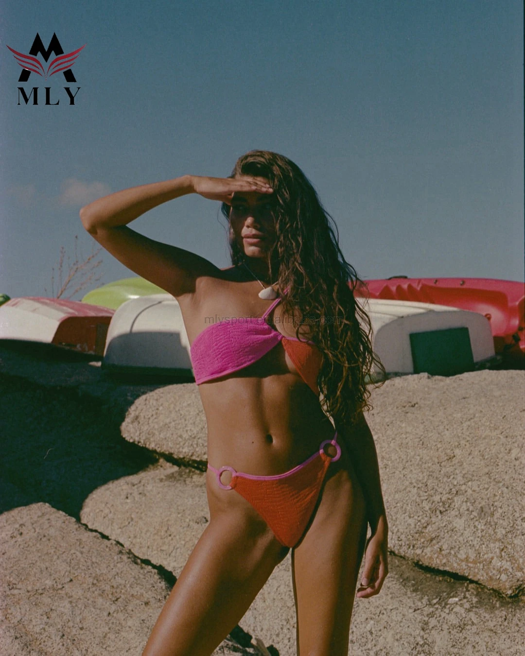 Custom Two Pieces Swimsuits Women Sexy Swimwear Micro Bikini Textured Fabric Sexy Swimwear