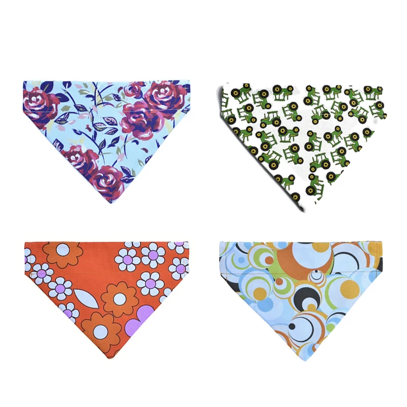 Plaid Painting Bibs Dog Scarf Bandana Washable Adjustable Kerchief Customizable Triangle Dog Bandana