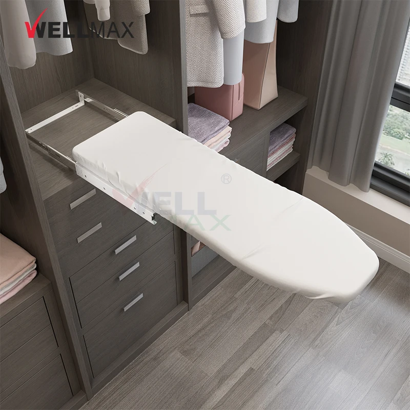 WELLMAX Выдвижная складывающаяся гладильная доска с поворотом на 180 градусов железный стол