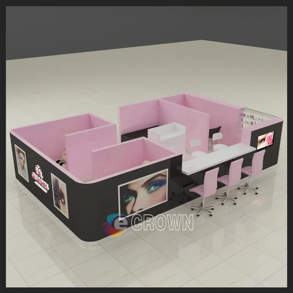 Fashion Party store Supplied Furnishing booth mdf Led Light eyebrow eyelash pencil kiosk ODM