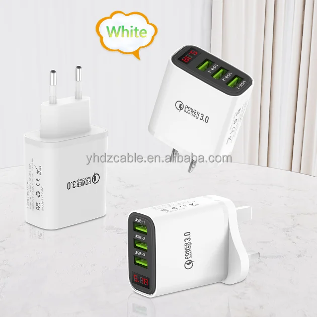 3USB LED multi port fast charging head 5V3A Android universal mobile phone charging block EU UK USA PLUG