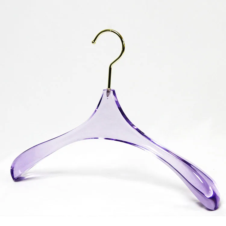 UNITECH Luxury clear Acrylic Transparent Clothes hanger with clear plastic hangers gold hooks