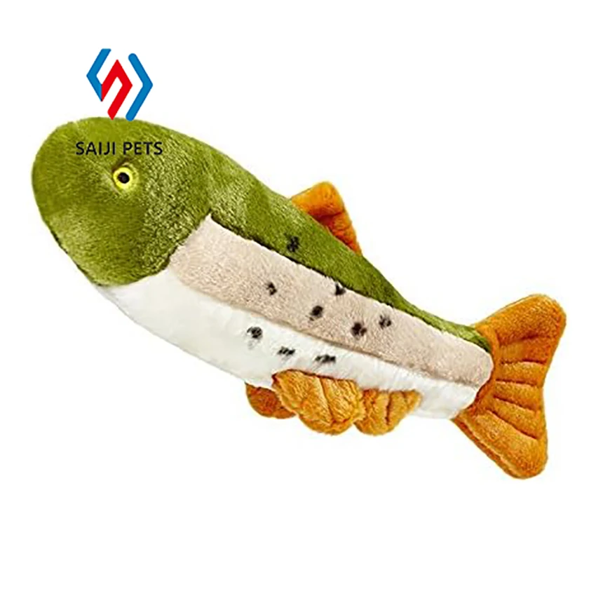 Creative goldfish shaped Plush pet dog cat toy chew molar interactive squeaky pet plush toy fish