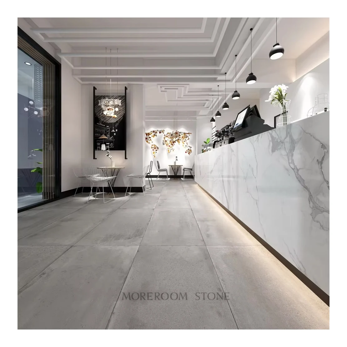 Moreroom Stone Concrete Tile No Slip Matt Surface Light Grey Porcelain marble sintered stone wall and floor slab tile