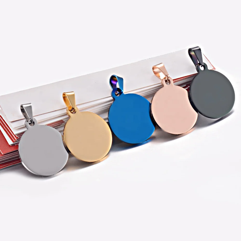 Factory Wholesale Price Round Stainless Steel Dog Label Customized Round Necklace Pet Name Brand Metal Pendant For Small Animal