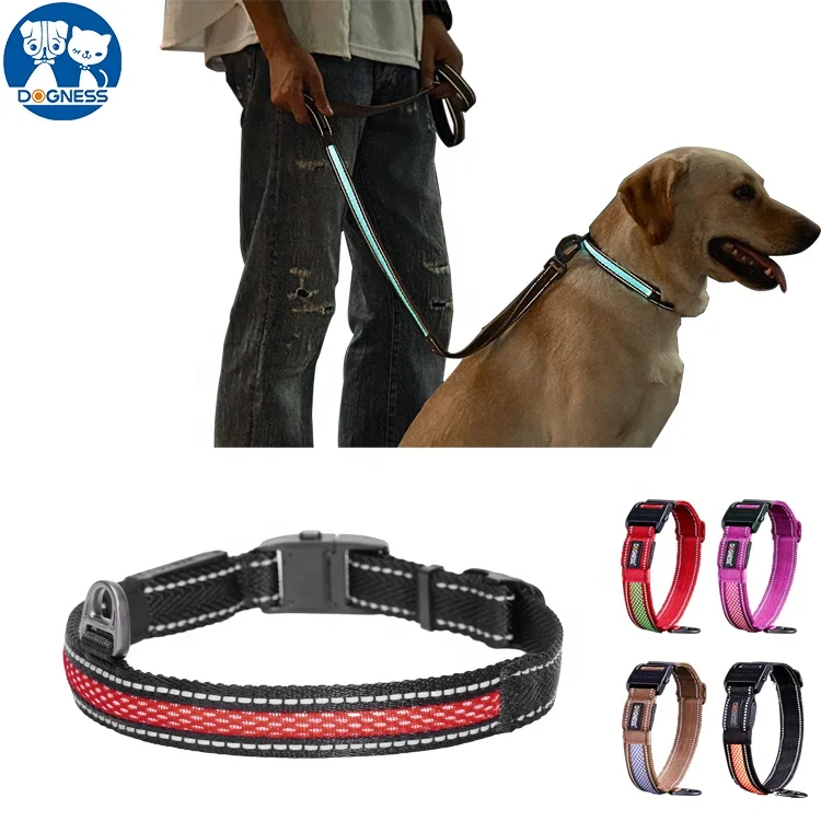 
 Dogness пользовательские USB Led товары для домашних животных собачья кошка веревка свинцовый воротник роскошный Водонепроницаемый Мигающий перезаряжаемый светоотражающий регулируемый безопасный  