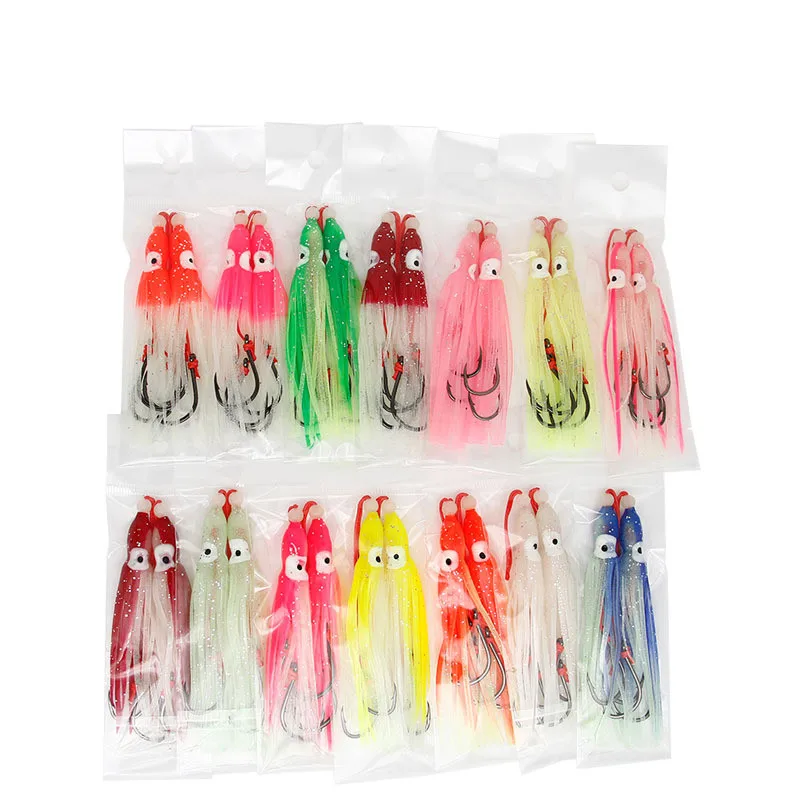 Amazon Hot Sale Sea Fishing Metal Jig Hooks Double Assist Slow Jigging Hook With Octopus lure