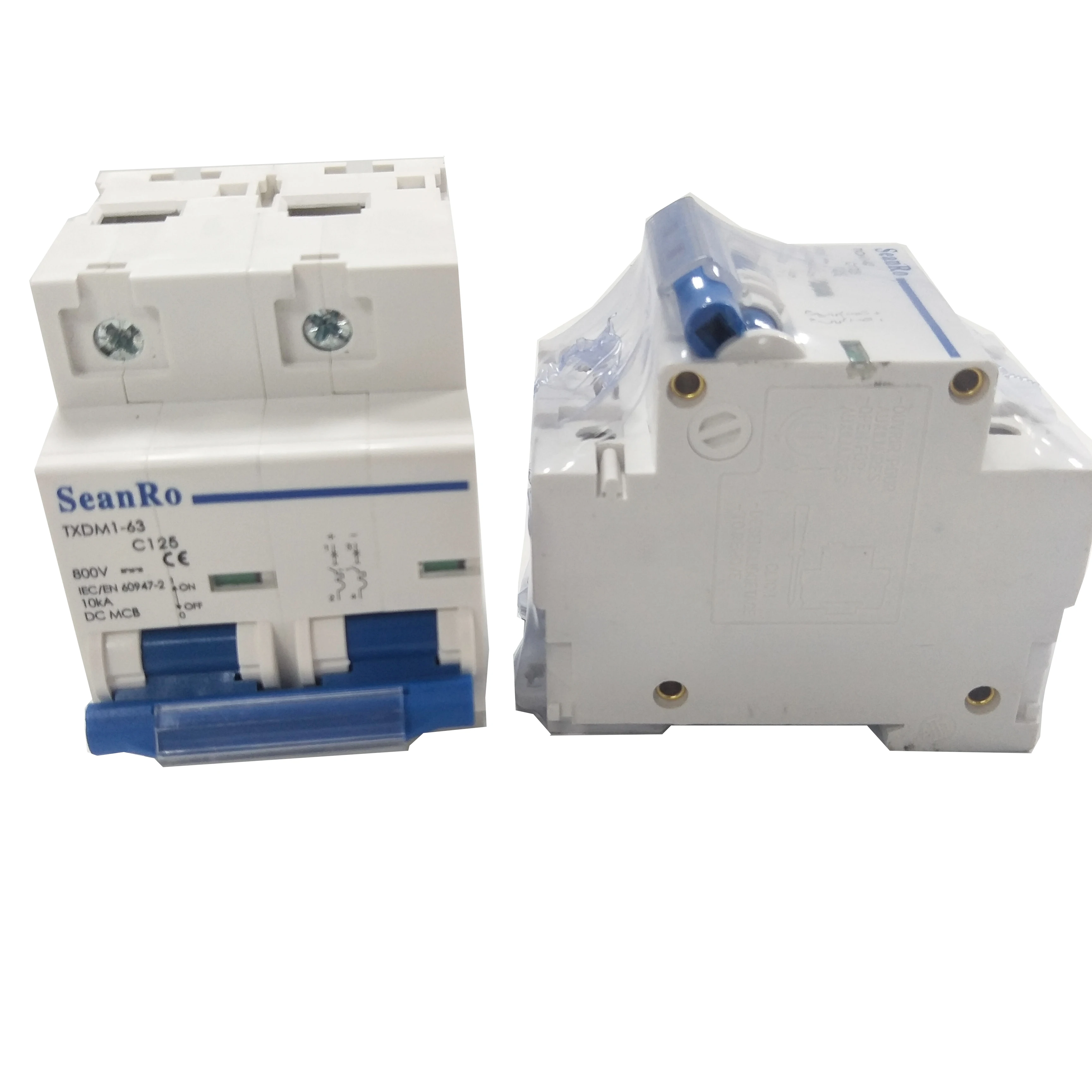 SeanRo 80 100 125 Amp 550VDC 1000V 125A 2 Poles Miniature Circuit Breaker Overload Protector DC MCB for solar system mini switch
